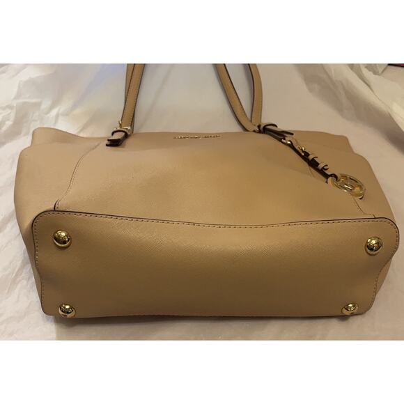 Michael Kors Jet Set Tote Bag - Top Zip Beige Tone Women's Bag - Picture 3 of 13